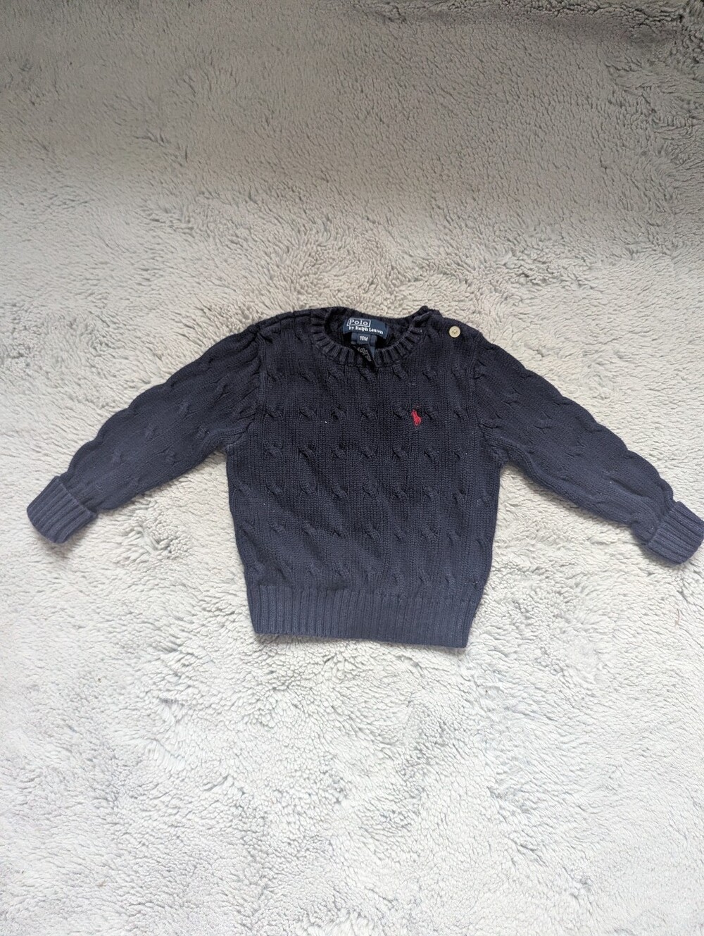 Polo Ralph Lauren Navy Blue Cable Knit Cotton Sweater | 18M